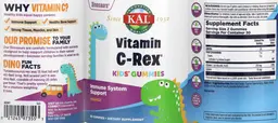 Label for Vitamin C-Rex Kids' Gummies Orange
