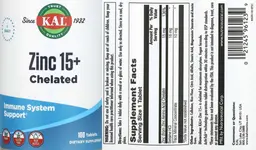 Label for Zinc 15+ Chelated