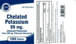 Label for Chelated Potassium 99 mg