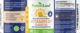 Label for Vitamin D3 5,000 IU
