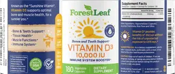 Label for Vitamin D3 10,000 IU