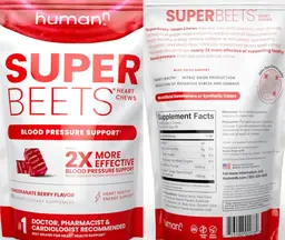Label for SuperBeets Heart Chews Pomegranate Berry Flavor