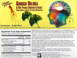 Label for Ginkgo Biloba & Red Panax Ginseng Extract