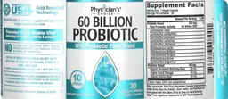 Label for 60 Billion Probiotic
