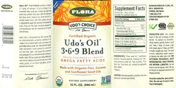 Label for Udo's Oil 3-6-9 Blend