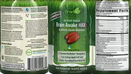 Label for Active-Male Brain Awake MAX3 + Nitric Oxide Booster