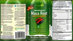 Label for Concentrated Maca Root and Ashwagandha