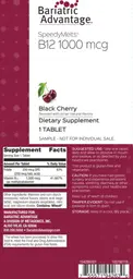 Label for SpeedyMelts B12 1000 mcg Black Cherry