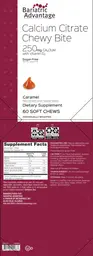 Label for Calcium Citrate Chewy Bite 250 mg Calcium with Vitamin D3 Caramel
