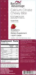 Label for Calcium Citrate Chewy Bite 500 mg Calcium 500 IU Vitamin D3 Strawberry