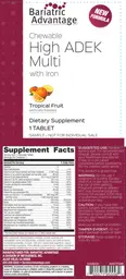 Label for Chewable High ADEK with Iron Tropical Fruit