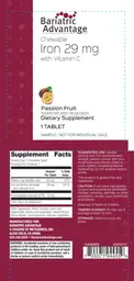 Label for Chewable Iron 29 with Vitamin C Passion Fruit