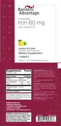 Label for Chewable Iron 60 mg with Vitamin C Lemon & Lime