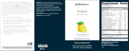 Label for Endura Lemonade Flavor