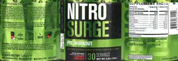 Label for NitroSurge Pre-Workout Cherry Limeade