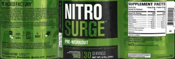 Label for NitroSurge Pre-Workout Green Apple