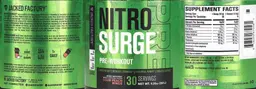 Label for NitroSurge Pre-Workout Sour Peach Rings