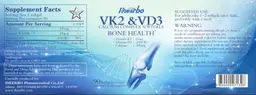 Label for VK2 24 mcg & VD3 1000IU Calcium 300 mg Complex Softgels