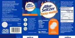 Label for Alka-Seltzer Fizzy Melts Orange