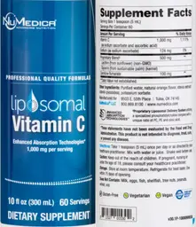 Label for Liposomal Vitamin C 1,000 mg