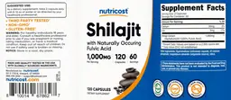 Label for Shilajit 1,000 mg