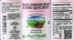 Label for Black Cohosh Root & Dong Quai Root