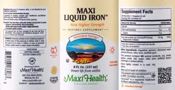 Label for Maxi Liquid Iron Natural Punch Flavor