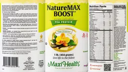 Label for NatureMAX BOOST Pea Protein Natural Vanilla Flavor