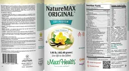 Label for NatureMAX ORIGINAL Soy Protein Natural Vanilla Flavor
