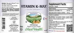 Label for Vitamin K-Max