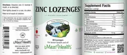 Label for Zinc Lozenges Natural Cherry Flavor