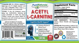 Label for Acetyl L-Carnitine 500 mg