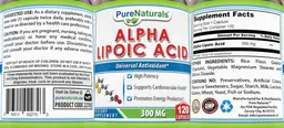 Label for Alpha Lipoic Acid 300 mg