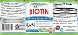 Label for Biotin 10,000 mcg