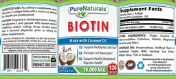Label for Biotin 10,000 mcg