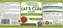 Label for Cat's Claw Bark 500 mg
