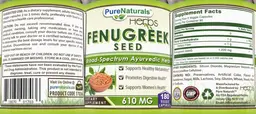 Label for Fenugreek Seed 610 mg