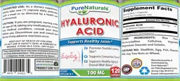 Label for Hyaluronic Acid 100 mg