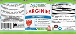 Label for L-Arginine 500 mg