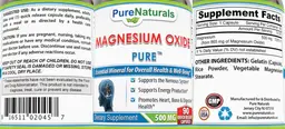 Label for Magnesium Oxide Pure 500 mg