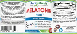 Label for Melatonin Pure 10 mg