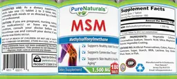 Label for MSM 1,500 mg