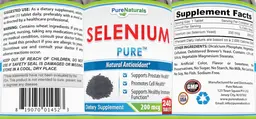 Label for Selenium Pure 200 mcg