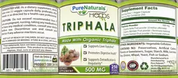 Label for Triphala 500 mg