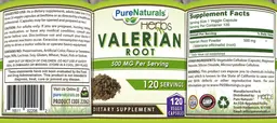 Label for Valerian Root 500 mg