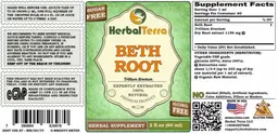 Label for Beth Root Sugar Free Alcohol Free