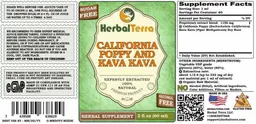 Label for California Poppy and Kava Kava Sugar Free Alcohol Free