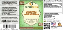 Label for California Poppy and Passionflower Sugar Free Alcohol Free