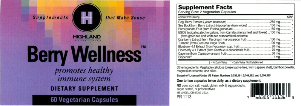 Label for Berry Wellness