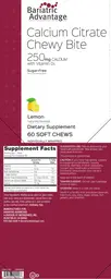 Label for Calcium Citrate Chewy Bite 250 mg Calcium with Vitamin D3 Lemon